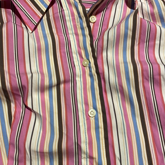 Made in Italy 🇮🇹High QualityCottonStretch Pink Striped ButtonDown Fitted Shirt - Picture 12 of 13